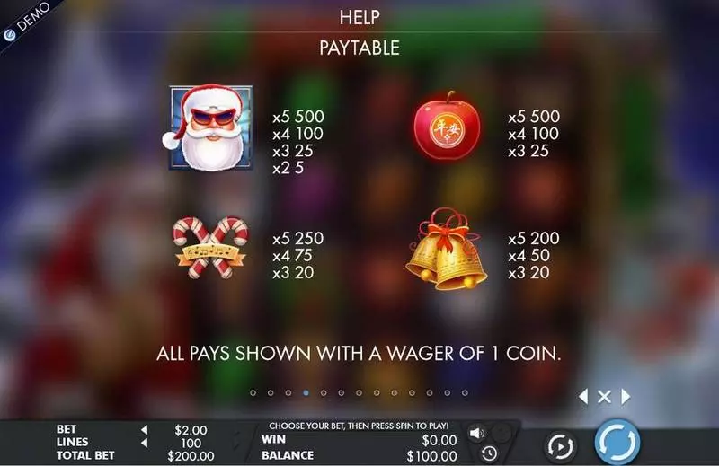 Jazzy Christmas  Real Money Slot made by Genesis - Paytable
