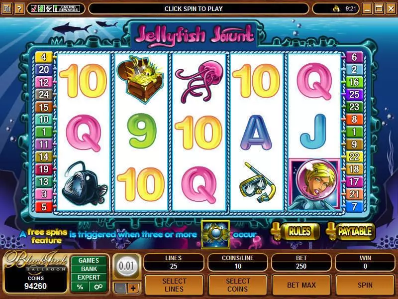 Jellyfish Jaunt  Real Money Slot made by Microgaming - Main Screen Reels