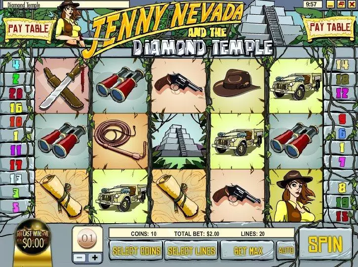 Jenny Nevada And The Diamond Temple  Real Money Slot made by Rival - Main Screen Reels