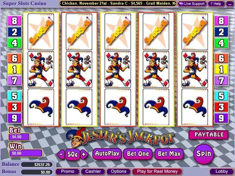 Jester's Jackpot  Real Money Slot made by WGS Technology - Main Screen Reels