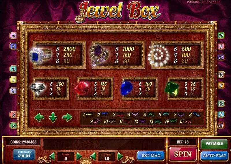 Jewel Box  Real Money Slot made by Play'n GO - Info and Rules