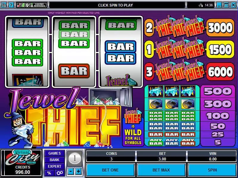 Jewel Thief  Real Money Slot made by Microgaming - Main Screen Reels