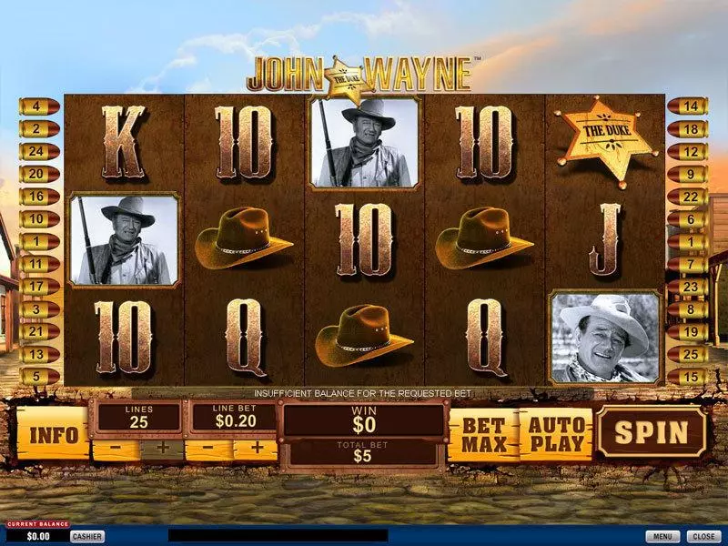 John Wayne  Real Money Slot made by PlayTech - Main Screen Reels