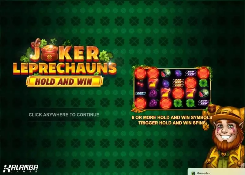 Joker Leprechauns Hold and Win  Real Money Slot made by Kalamba Games - Introduction Screen