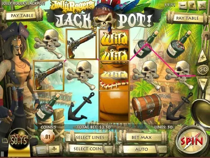 Jolly Roger Jackpot  Real Money Slot made by Rival - Main Screen Reels