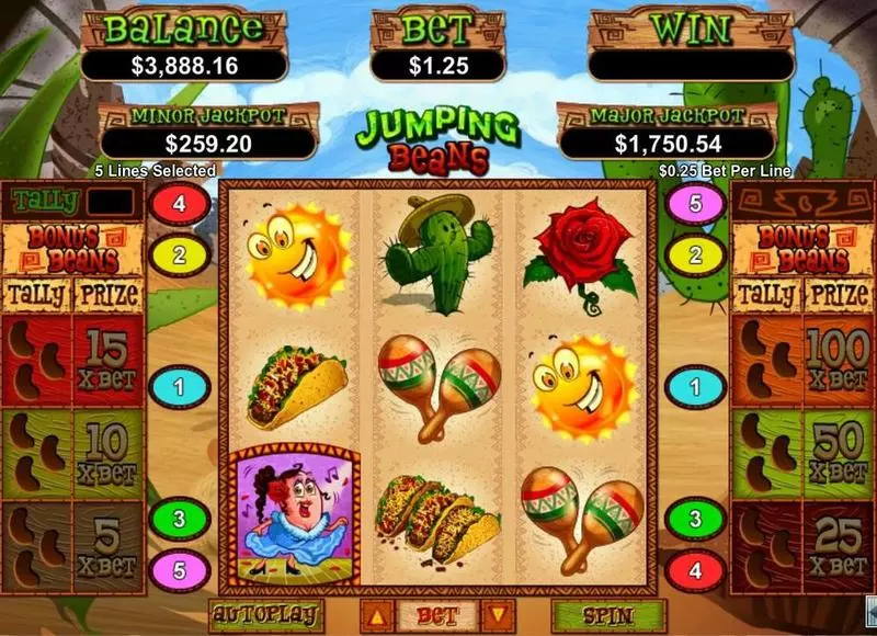 Jumping Beans  Real Money Slot made by RTG - Main Screen Reels