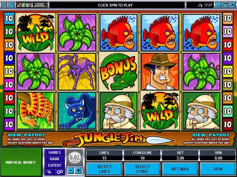 Jungle Jim  Real Money Slot made by Microgaming - Main Screen Reels