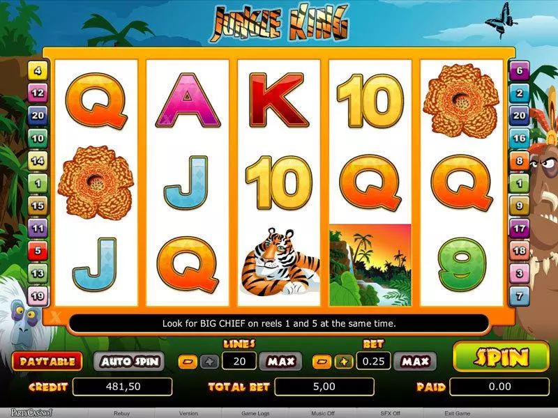Jungle King  Real Money Slot made by bwin.party - Main Screen Reels