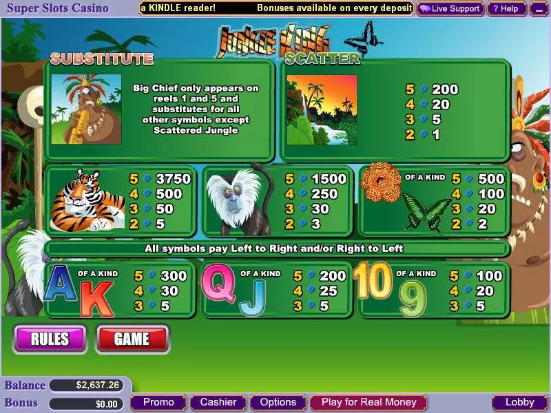 Jungle King  Real Money Slot made by WGS Technology - Info and Rules