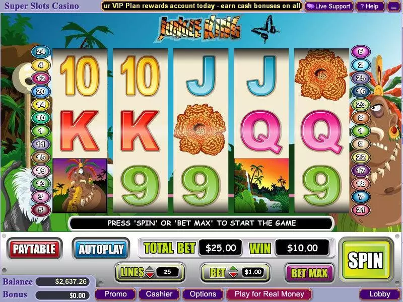 Jungle King  Real Money Slot made by WGS Technology - Main Screen Reels