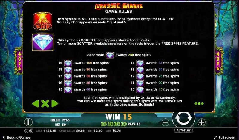 Jurassic Giants  Real Money Slot made by Pragmatic Play - Paytable