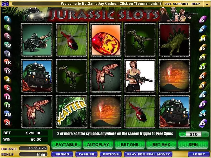 Jurassic  Real Money Slot made by WGS Technology - Main Screen Reels