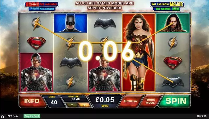 Justice League  Real Money Slot made by PlayTech - Main Screen Reels