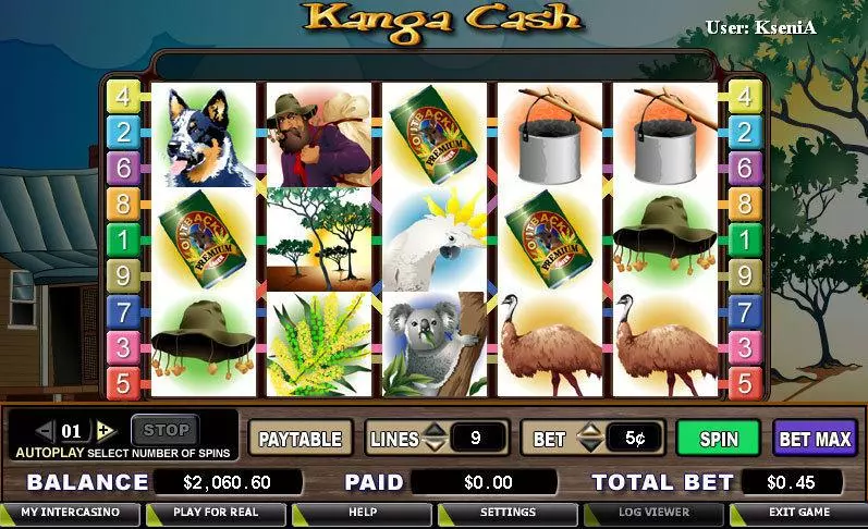 Kanga Cash  Real Money Slot made by CryptoLogic - Main Screen Reels