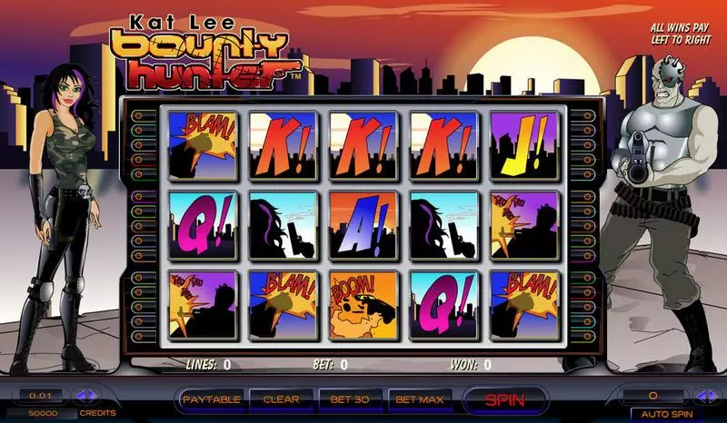 Kat Lee Bounty Hunter  Real Money Slot made by Amaya - Main Screen Reels