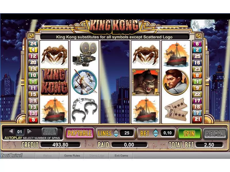 King Kong  Real Money Slot made by bwin.party - Main Screen Reels