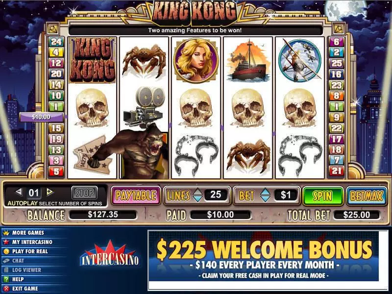 King Kong  Real Money Slot made by CryptoLogic - Main Screen Reels