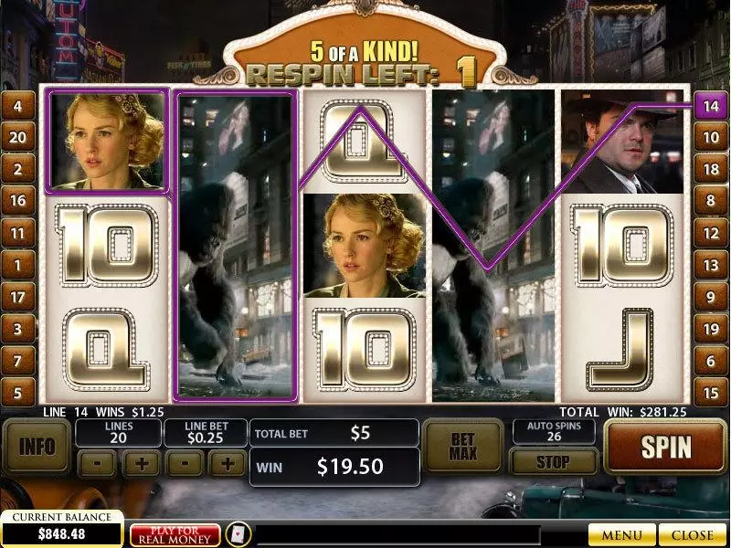 King Kong  Real Money Slot made by PlayTech - Bonus 1