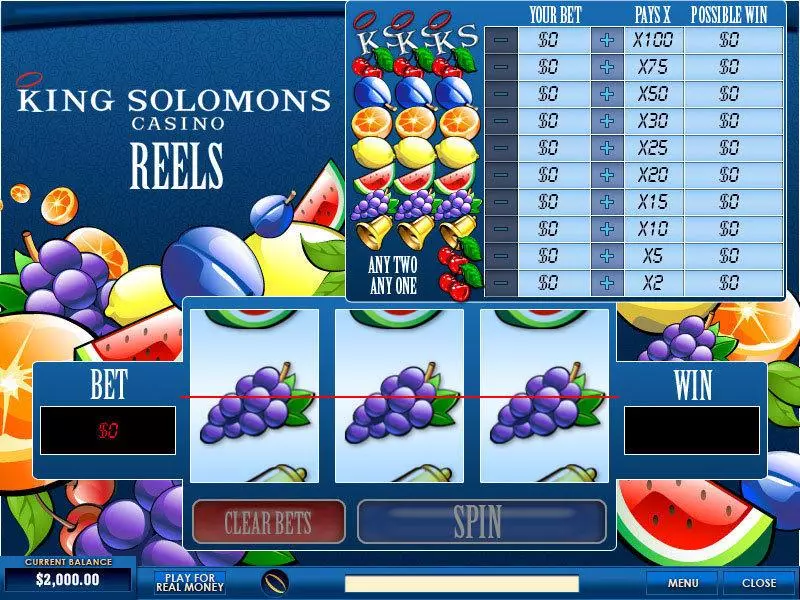King Solomons Reels  Real Money Slot made by PlayTech - Main Screen Reels