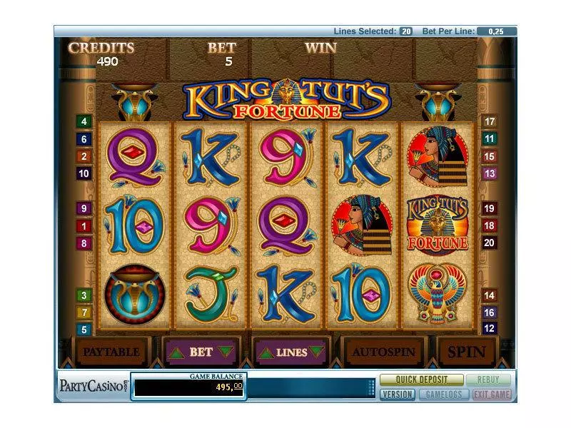 King Tut's Fortune  Real Money Slot made by bwin.party - Main Screen Reels