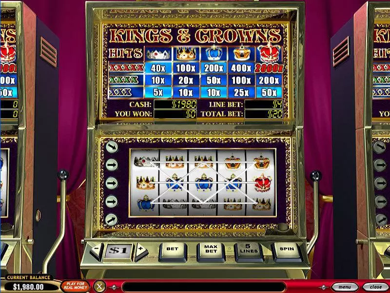 Kings and Crowns  Real Money Slot made by PlayTech - Main Screen Reels