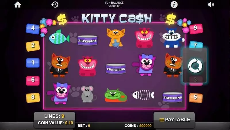 Kitty Cash  Real Money Slot made by 1x2 Gaming - Main Screen Reels