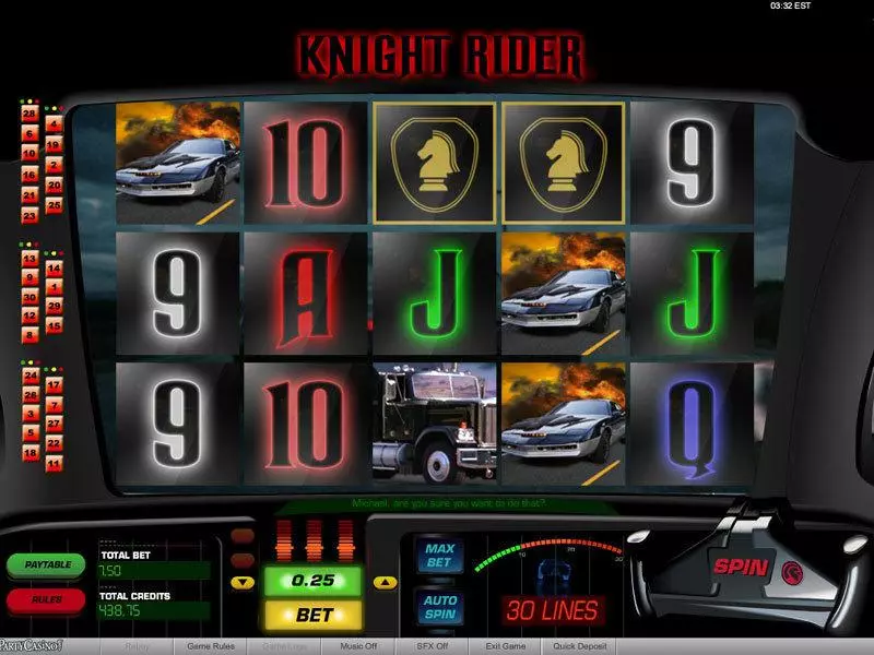 Knight Rider  Real Money Slot made by bwin.party - Main Screen Reels