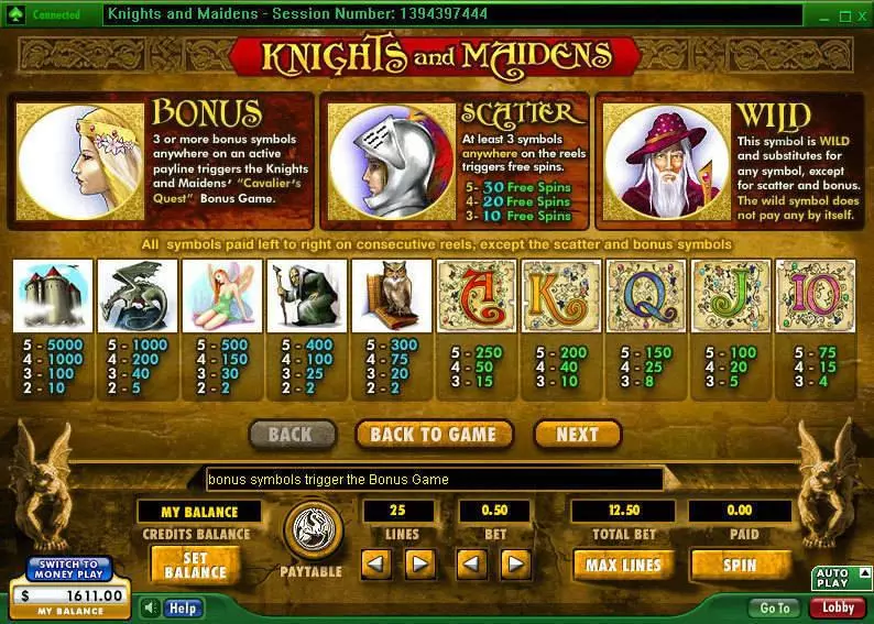 Knights and Maidens  Real Money Slot made by 888 - Info and Rules