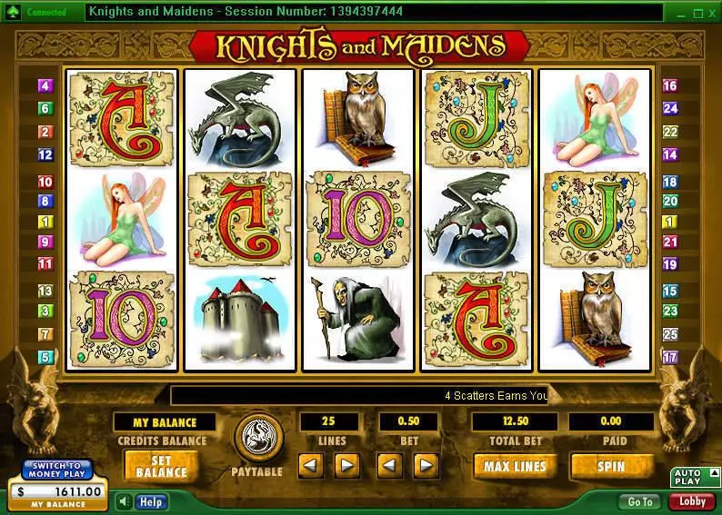 Knights and Maidens  Real Money Slot made by 888 - Main Screen Reels