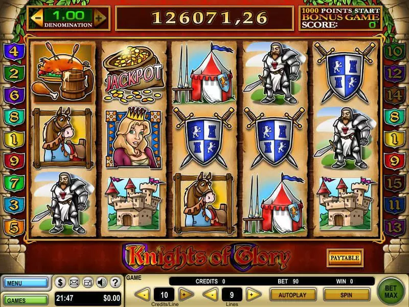 Knights of Glory  Real Money Slot made by GTECH - Main Screen Reels
