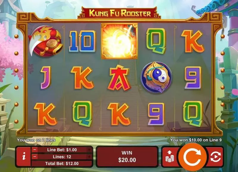 Kung Fu Rooster  Real Money Slot made by RTG - Main Screen Reels