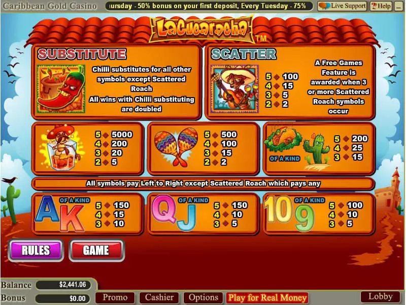 La Cucaracha  Real Money Slot made by WGS Technology - Info and Rules