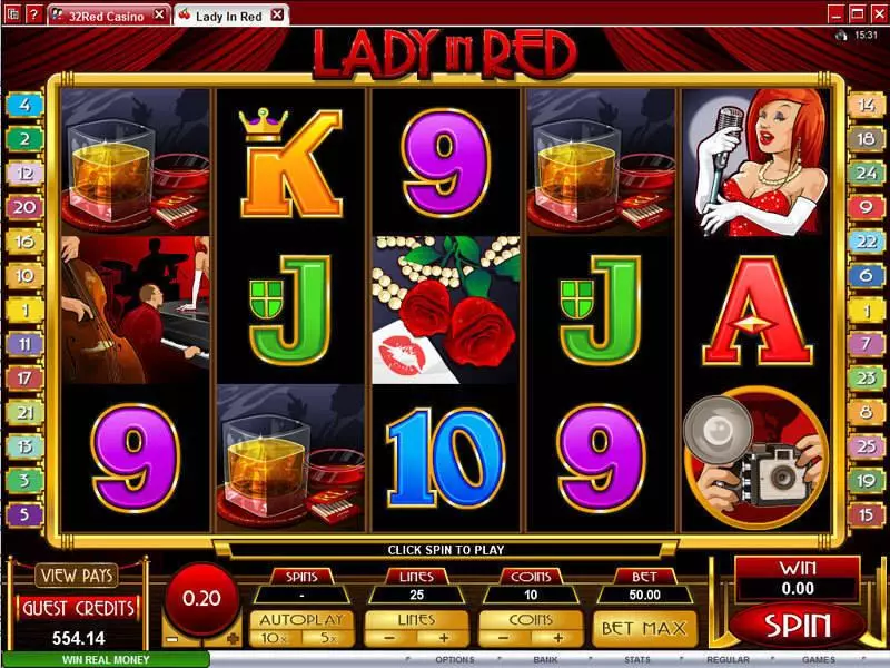 Lady in Red  Real Money Slot made by Microgaming - Main Screen Reels