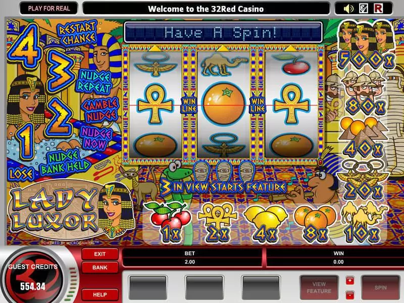 Lady Luxor  Real Money Slot made by Microgaming - Main Screen Reels