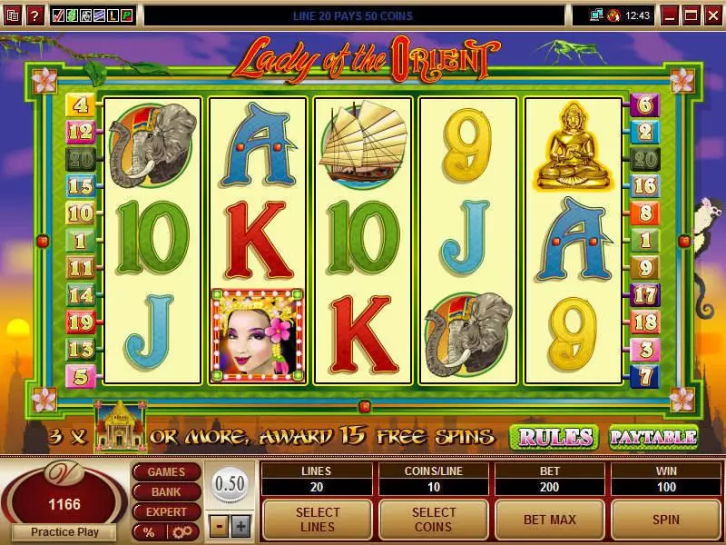 Lady of the Orient  Real Money Slot made by Microgaming - Main Screen Reels