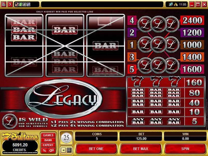 Legacy  Real Money Slot made by Microgaming - Main Screen Reels