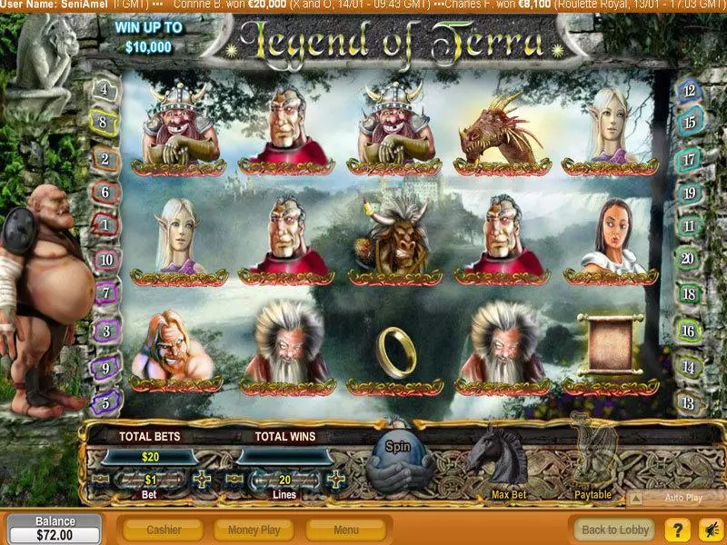 Legend of Terra  Real Money Slot made by NeoGames - Main Screen Reels