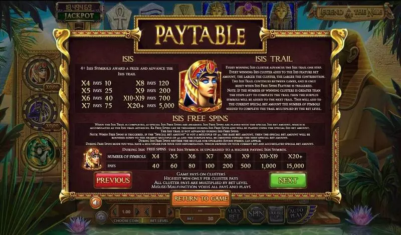Legend of the Nile  Real Money Slot made by BetSoft - Bonus 2
