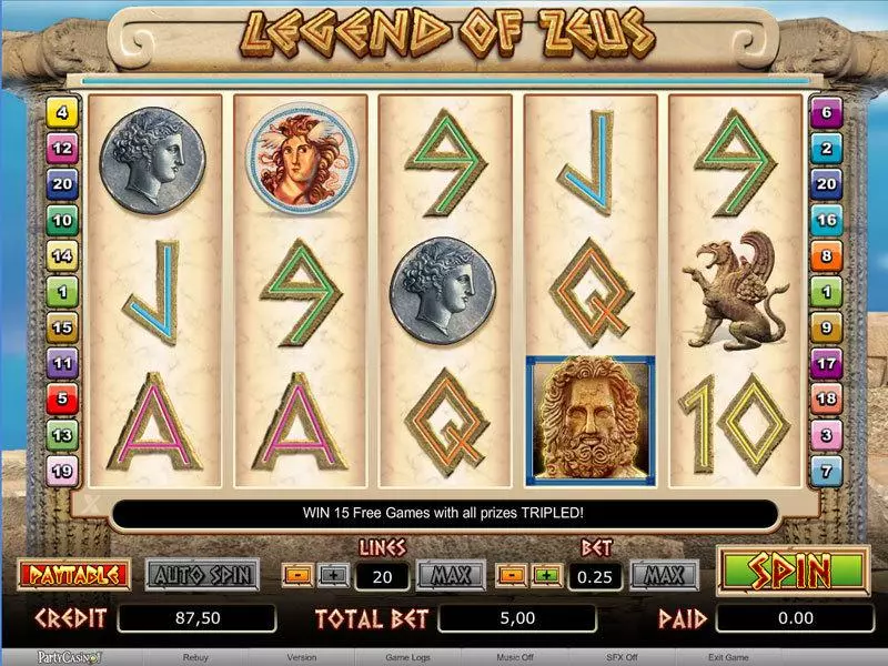 Legend of Zeus  Real Money Slot made by bwin.party - Main Screen Reels