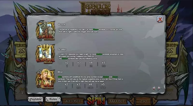 Legendlore  Real Money Slot made by 1x2 Gaming - Bonus 1