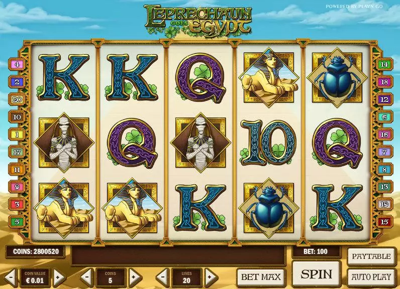 Leprechaun goes Egypt  Real Money Slot made by Play'n GO - Main Screen Reels