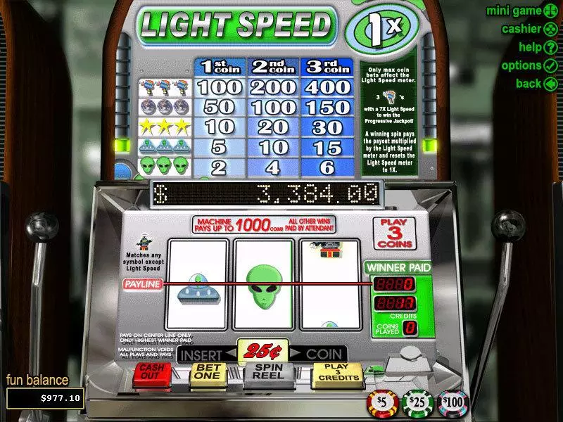 Light Speed  Real Money Slot made by RTG - Main Screen Reels