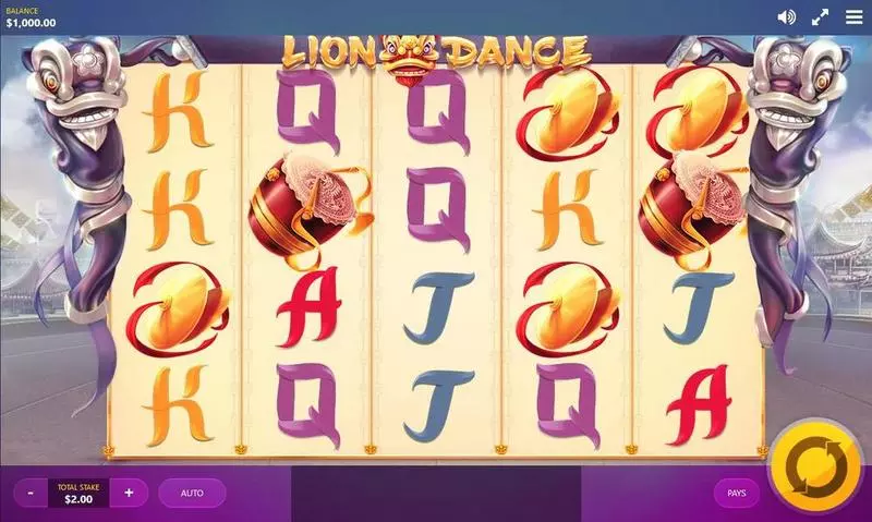 Lion Dance  Real Money Slot made by Red Tiger Gaming - Main Screen Reels