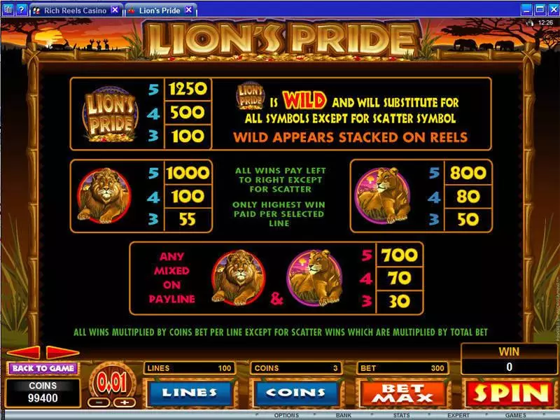 Lion's Pride  Real Money Slot made by Microgaming - Info and Rules