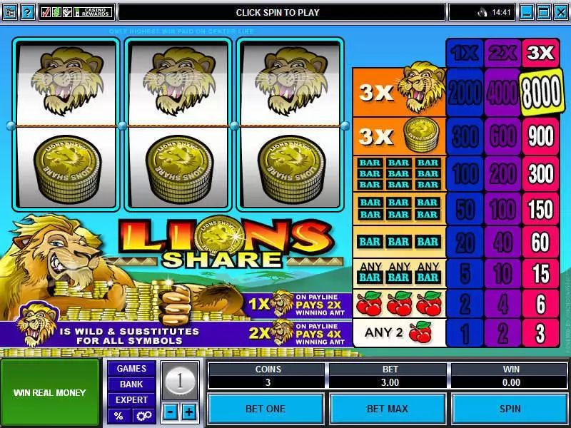 Lions Share  Real Money Slot made by Microgaming - Main Screen Reels