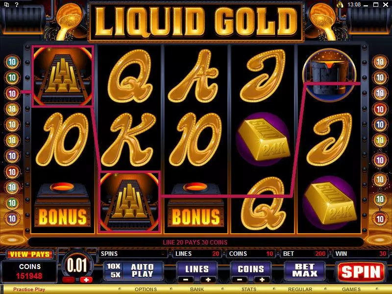 Liquid Gold  Real Money Slot made by Microgaming - Main Screen Reels