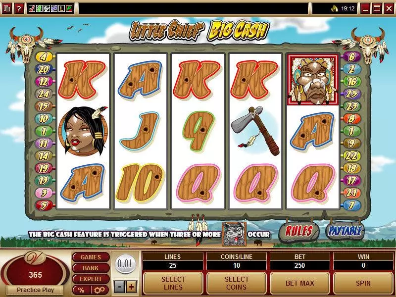 Little Chief Big Cash  Real Money Slot made by Microgaming - Main Screen Reels