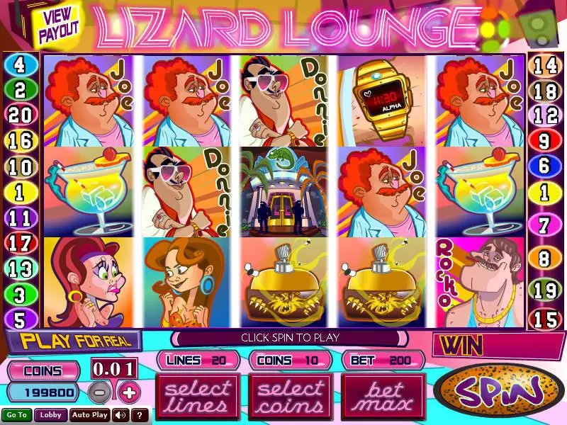 Lizard Lounge  Real Money Slot made by Wizard Gaming - Main Screen Reels