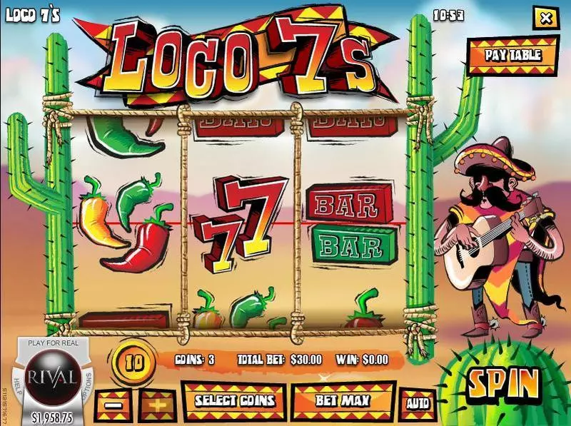 Loco 7s  Real Money Slot made by Rival - Main Screen Reels