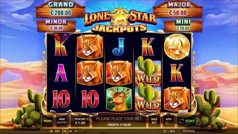 Lone Star Jackpots  Real Money Slot made by Greentube - Main Screen Reels